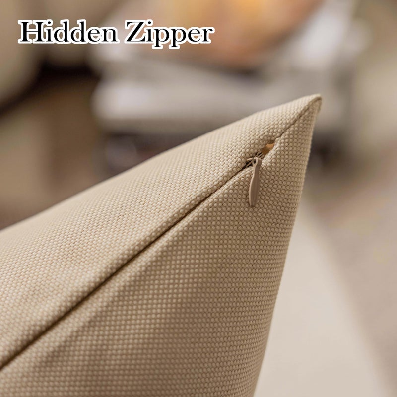 Demetex Outdoor Pillow Covers 12x20 Waterproof Lumbar Throw Pillows Rectangle Beige Pillow Cases for Patio Couch  Set of 4  12 x 20 Inch  Beige - Image 2